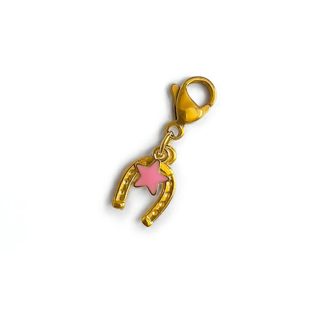 BROCHE tapis de selle dorée et ses 5 CHARMS bonnet 